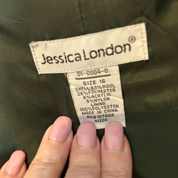Jessica London Classic Wool Kelly Green Hooded Toggle Overcoat 16 - Picture 6 of 13